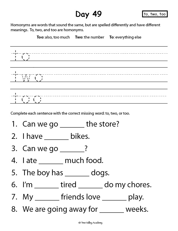 Grade 1 Spelling Workbook Tree Valley Academy